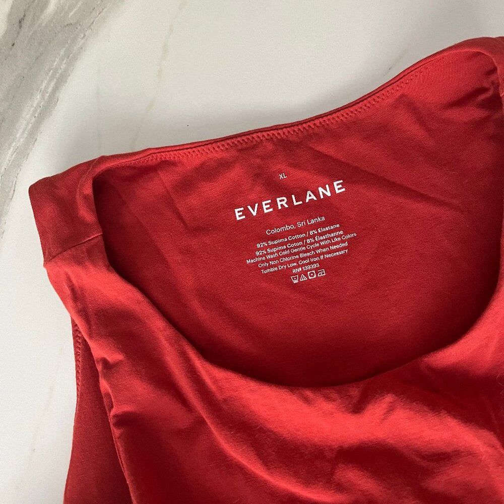 Everlane Women's Rust Red The Cutaway Tank Bodysuit Size XL Cotton Stretch